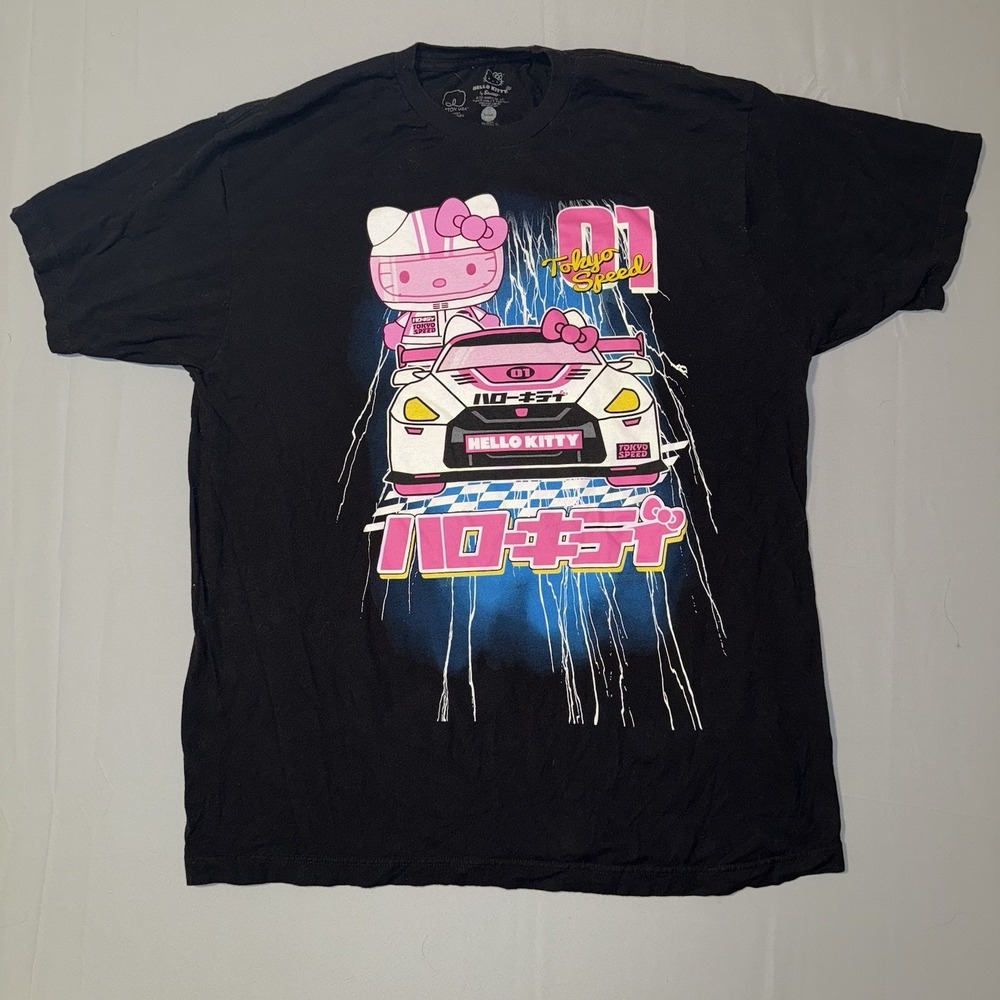 Hello Kitty - Adult XL Tokyo‎ Speed #01 Japan Car Racing Black T-Shirt
